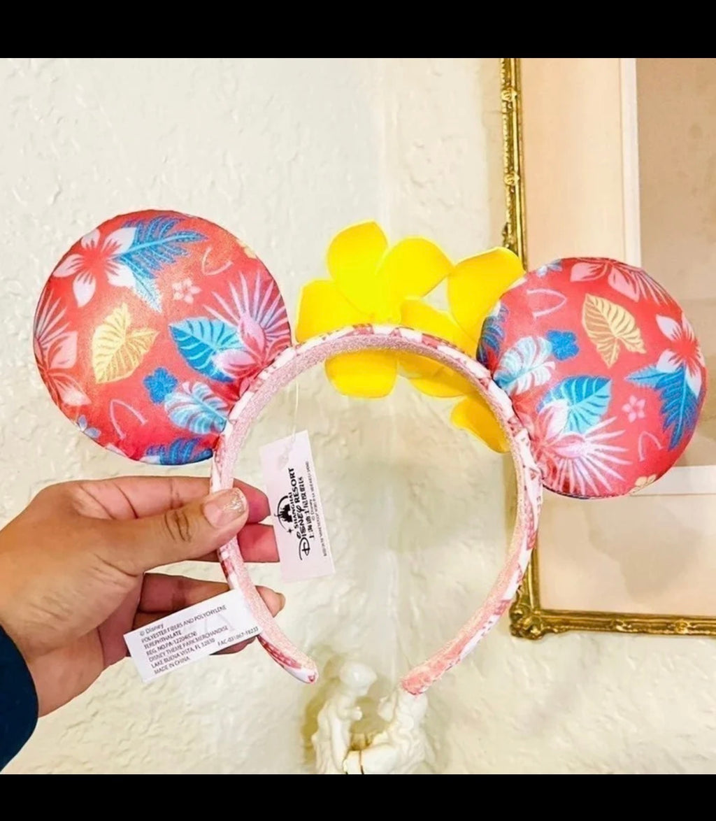 Disney Parks Minnie Mouse Ears NEW Aulani Plumerias